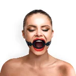 Кляп-розширювач силіконове кільце Art of Sex – Gag Ring, чорний, натуральна шкіра - мініатюра 1