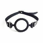 Кляп-розширювач силіконове кільце Art of Sex – Gag Ring, чорний, натуральна шкіра - мініатюра 2