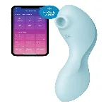 Вакуумний смарт-стимулятор із вібрацією Satisfyer Curvy Trinity 5 (Blue), керування зі смартфона - мініатюра 1