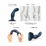 Дилдо Strap-On-Me DILDO PLUG SNAKY METALLIC BLUE, розмір M, діаметр 4 см, ввідна довжина 15,3 см - мініатюра 3