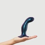 Дилдо Strap-On-Me DILDO PLUG SNAKY METALLIC BLUE, розмір M, діаметр 4 см, ввідна довжина 15,3 см - мініатюра 1