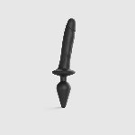 Анальна пробка з дилдо 2в1 Strap-On-Me SWITCH PLUG-IN REALISTIC DILDO Black XXL, діаметр 5,2/3,9 см - мініатюра 1