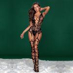Бодістокінг JSY 7960 з імітацією панчіх One Size Black, декольте, бічні вирізи, відкритий доступ - мініатюра 2