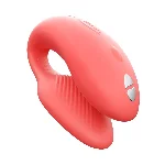 Смарт-вібратор для пар We-Vibe Chorus Crave Coral, сенсорне керування вібраціями стисненням пульта - мініатюра 1