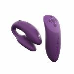 Смарт-вібратор для пар We-Vibe Chorus Purple, сенсорне керування вібраціями стисненням пульта - мініатюра 2