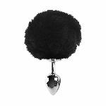 Металева анальна пробка М Art of Sex - Metal Butt plug Rabbit Tail Black, діаметр 3,4 см - мініатюра 2