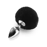 Металева анальна пробка М Art of Sex - Metal Butt plug Rabbit Tail Black, діаметр 3,4 см - мініатюра 1