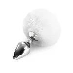 Металева анальна пробка М Art of Sex - Metal Butt plug Rabbit Tail White, діаметр 3,4 см - мініатюра 1
