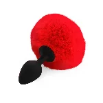 Силіконова анальна пробка М Art of Sex - Silicone Butt plug Rabbit Tail Red, діаметр 3,5 см - мініатюра 1