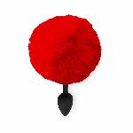 Силіконова анальна пробка М Art of Sex - Silicone Butt plug Rabbit Tail Red, діаметр 3,5 см - мініатюра 2