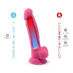 Фалоімітатор SilexD Johnny Pink Glow in the dark, двошаровий, силікон+Silexpan, діаметр 3,5см - мініатюра 8