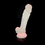 Фалоімітатор SilexD Johnny Pink Glow in the dark, двошаровий, силікон+Silexpan, діаметр 3,5см - мініатюра 4