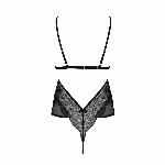 Боді Passion AMBERLY BODY 4XL/5XL black, асиметричний крій, мереживний ліф, золота нитка - мініатюра 4