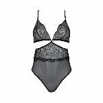 Боді Passion AMBERLY BODY 6XL/7XL black, асиметричний крій, мереживний ліф, золота нитка - мініатюра 3
