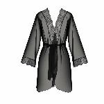 Пеньюар Passion AMBERLY PEIGNOIR 6XL/7XL, black, ажурні декольте та манжети, широкі рукави - мініатюра 3