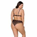 Комплект білизни Passion AMBERLY SET 6XL/7XL black, ліф, трусики бразиліана, люрексова нитка - мініатюра 2