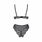 Комплект білизни Passion AMBERLY SET 6XL/7XL black, ліф, трусики бразиліана, люрексова нитка - мініатюра 4