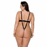 Боді з екошкіри Passion CELINE BODY 6XL/7XL black, з доступом, відкритий - мініатюра 2