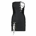 Мінісукня з екошкіри Passion CELINE CHEMISE 6XL/7XL, black, шнурівка, трусики в комплекті - мініатюра 3