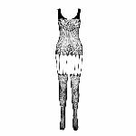 Бодістокінг Passion ECO BS001 One Size black, з доступом, імітація підв’язок, флористичний декор - мініатюра 3
