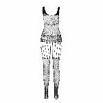 Бодістокінг Passion ECO BS001 One Size black, з доступом, імітація підв’язок, флористичний декор - мініатюра 4