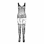 Бодістокінг Passion ECO BS001 One Size white, з доступом, імітація підв’язок, флористичний декор - мініатюра 3