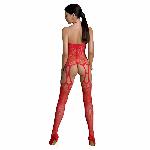 Бодістокінг Passion ECO BS002 red, з доступом, імітація підв’язок, абстрактний малюнок - мініатюра 2