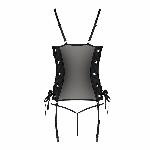 Сітчастий корсет з екошкіри Passion MALWIA CORSET 6XL/7XL black, з люверсами та знімними пажами - мініатюра 4