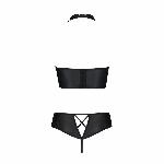 Комплект з екошкіри Passion NANCY BIKINI 6XL/7XL black, бра та трусики з імітацією шнурівки - мініатюра 4