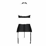 Комплект з екошкіри Passion NANCY SET 4XL/5XL black, імітація шнурівки, топ, пояс для панчіх - мініатюра 4
