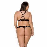Комплект білизни Passion VIENA SET 4XL/5XL, beige, ліф, стрінги з доступом, бантики - мініатюра 2