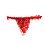 Набір Intt BRAZILIAN PANTY RED: трусики на резинці S-XL з перлинним кільцем + полунична змазка - мініатюра 4