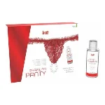 Набір Intt BRAZILIAN PANTY RED: трусики на резинці S-XL з перлинним кільцем + полунична змазка - мініатюра 1