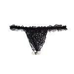 Набір Intt BRAZILIAN PANTY BLACK: трусики на резинці S-XL з перлинним кільцем + полунична змазка - мініатюра 4