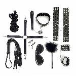 BDSM-набір Art of Sex – Spikes BDSM Set Leather, 10 предметів, чорний, натуральна шкіра - мініатюра 2