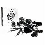 BDSM-набір Art of Sex – Spikes BDSM Set Leather, 10 предметів, чорний, натуральна шкіра - мініатюра 4