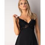 Сатиновий пеньюар із мереживом Obsessive 810-BAB-1 babydoll & thong S/M, чорний, пеньюар, танга - мініатюра 4