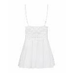 Сатиновий пеньюар із мереживом Obsessive 810-BAB-2 babydoll & thong S/M, білий, пеньюар, танга - мініатюра 6