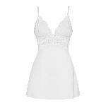 Сатиновий пеньюар з мереживом Obsessive 810-BAB-2 babydoll & thong L/XL, білий, пеньюар, танга - мініатюра 5