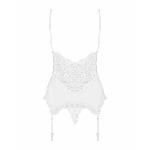 Сатиновий мереживний корсет Obsessive 810-COR-2 babydoll & thong L/XL, білий, корсет, танга - мініатюра 6