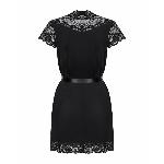 Сатиновий відкритий пеньюар на поясі Obsessive 810-PEI–1 peignoir black L/XL, чорний - мініатюра 6