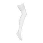 Панчохи під пояс із широким мереживом Obsessive 810-STO-2 stockings L/XL, білі - мініатюра 3