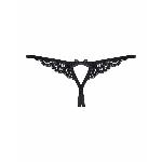 Мереживні танги з двома отворами Obsessive 831-THC-1 crotchless thong S/M, чорні, бантики - мініатюра 6
