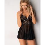 Еротичний мереживний комплект із сіточкою Obsessive 838-BAB-1babydoll & thong black S/M - мініатюра 5