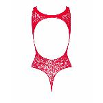 Ажурний бодістокінг із ефектом шнурівки Obsessive B120 teddy red S/M/L, червоний - мініатюра 6