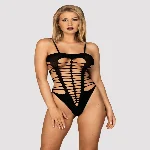 Бодістокінг із поперечними вирізами Obsessive B122 teddy S/M/L, чорний - мініатюра 1