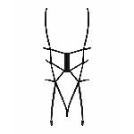 Боді зі стреп із доступом Obsessive Badossa crotchless teddy S/M, чорний - мініатюра 6