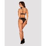 Еротичний комплект під латекс зі стрепами Obsessive Bagirela 2-pcs set S/M, чорний, під леопард, бюс - мініатюра 4