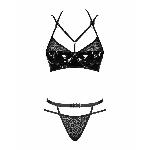 Еротичний комплект під латекс зі стрепами Obsessive Bagirela 2-pcs set L/XL, чорний, під леопард, бю - мініатюра 5