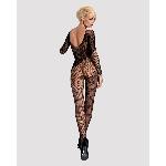Бодістокінг Obsessive Bodystocking F210 S/M/L black, рукава-мітенки, сітка, кольорове мереживо - мініатюра 5